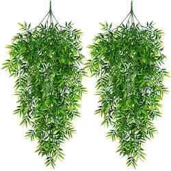 2 PZ Artificiale Appeso Piante di Vite Falso Plastica Tropicale Ivy Plant Faux Greenery Fan Foglie di Vine Foliage Fern per Casa Party