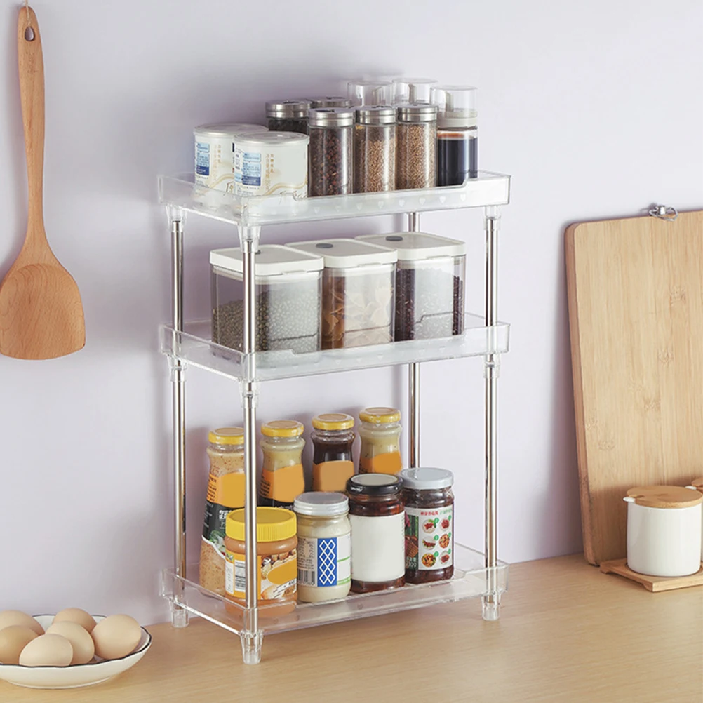 

Cosmetics Organizer Storage Shelves Transparent Desk Tray Countertop Makeup Accessories Bottle Can Storage Neat Tidy Various