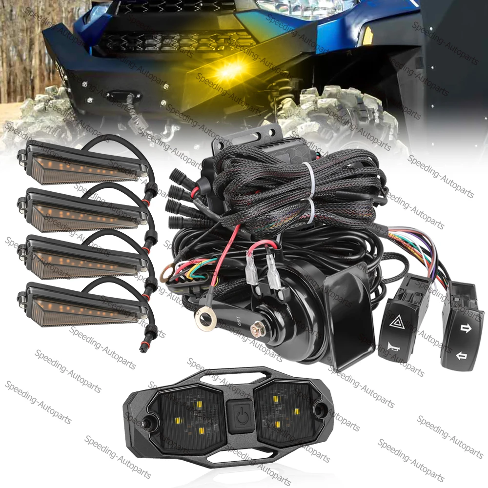 

For 2025 Polaris Ranger XP 1000 UTV Turn Signal Street Legal Horn Kit Triangular w/ UTV LED Interior Dome Light Rollbar Mount