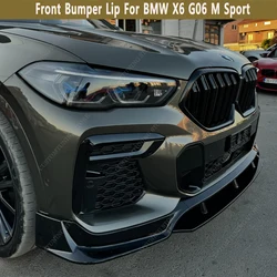 Gloss Black MT Style Front Bumper Lip Spoiler Splittter For Bmw X6 G06 M50i M50d M Sport 2019-2023 Pre-Lci Bodykits