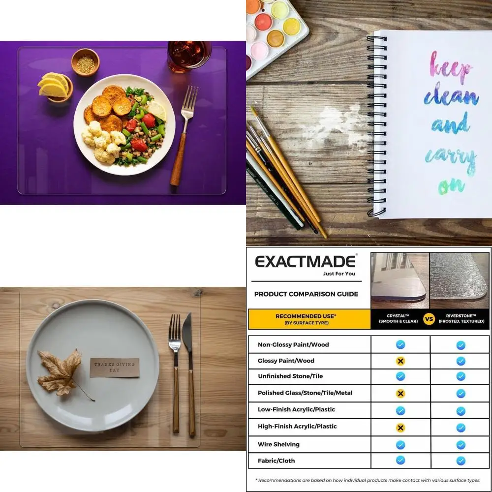 

Set of 6 Clear Placemats, USA-Made, 12x18 Inches, 2mm Thick, Pebble Textured Vinyl, Kitchen Table Mats, Dry Erase