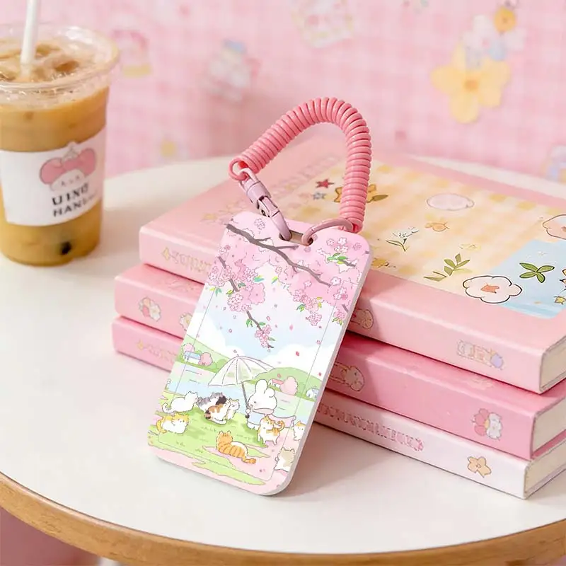 Card Sleeve for Student Bus/Meal Card Protection Case Kpop Photocard Holder Pendant Keychain Credential Badge Holder
