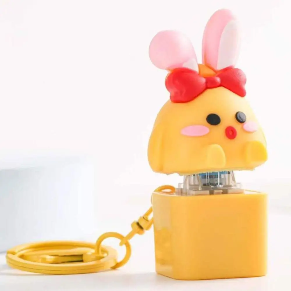 Yellow Chick Wooden Fish Keyboard Keychain Electronic Luminous Mechanical Keyboard Keychain Colorful Light Merit +1