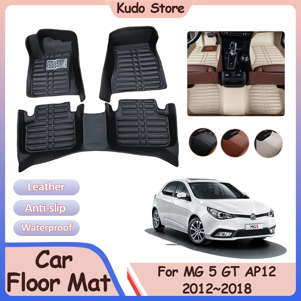 

Car Floor Mat for MG 5 GT AP12 2012~2018 2013 2016 Custom Foot Parts Leather Panel Liner Carpets Covers Rug Interior Accessories