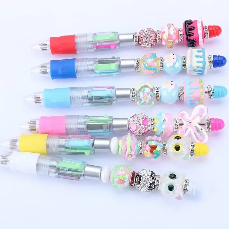40pcs Four-Color Beaded Ballpoint Pen Creative Beadable Pen Wedding Party Guest Gift Christmas Gift Christmas Decor for Home