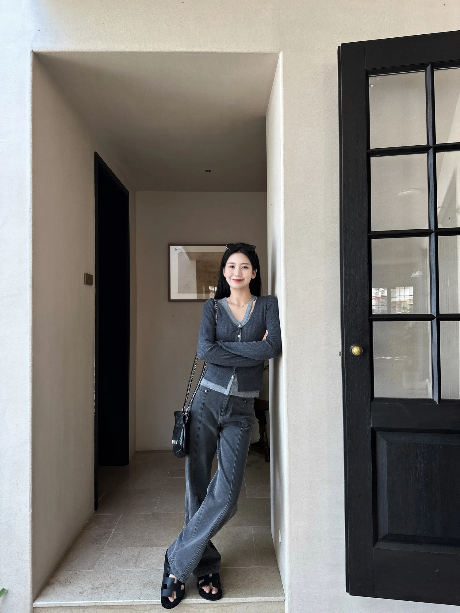 

Винтажные джинсы с эффектом похудения, прямые, повседневные, от бренда Xiao Jun Jun, из полиэстера, на молнии