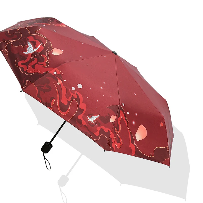 Anime Tian Guan Ci Fu Hua Cheng Xie Lian Student Fashion Fold Umbrella Parasol Rain Sunny Black Adhesive Umbrella Cosplay Gift