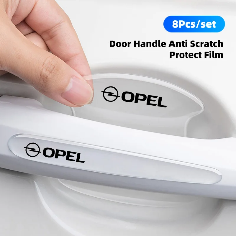 

8 шт., пленка из ТПУ для дверных ручек автомобиля, наклейки против царапин, наклейка для Opel Astra Grandland Corsa Mokka Frontera Insignia Zafira Vivaro