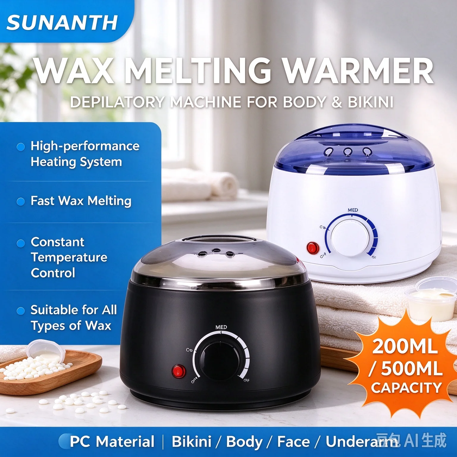 2026 Wax Melting Pot Machine 200ml/500ml for Hair Removal Paraffin Heater Depilatory Epilator Warmer Waxing Beans Melter