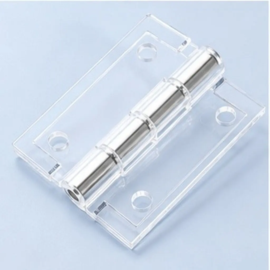 2Pcs Transparent Acrylic Hinges Large Swing Folding Heavy Duty Cabinet Drawer Hinges Pre-Drilled Screw Included Clear Plastic