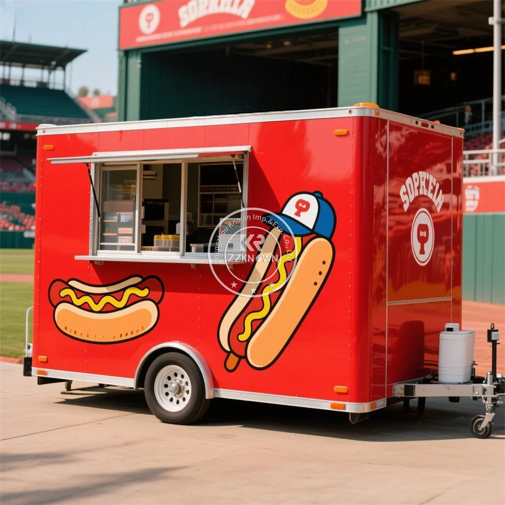 

Concession Street Ice Cream cart Mobile BBQ Burger Pizza Cart Concession Fast Food Trailer Mobile Food Truck With Full Kitchen