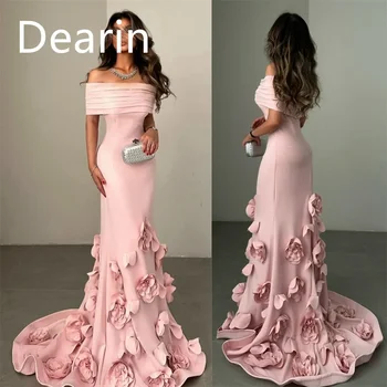 Vestido de noite personalizado feminino formal dearin fora do ombro bainha até o chão saias drapeadas sob medida vestidos de ocasião baile dre