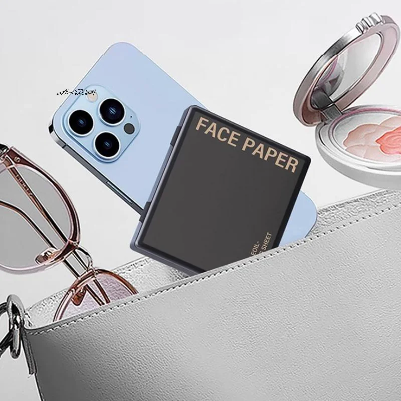 100 stuks bamboe houtskool gezichtsolie absorberend papier draagbare gezichtsverzorgingsset met spiegel en make-up bladerdeeg oliecontrole gereedschapsset