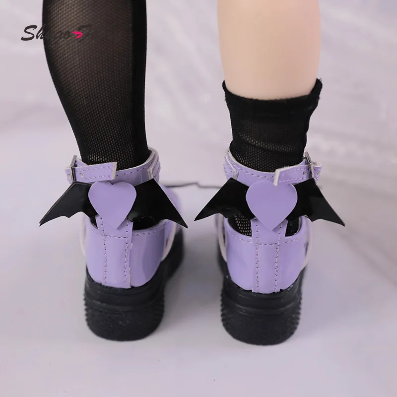 BJD Shoes 1/4 Halloween Thanksgiving Fashion Leather Shoes Red Heart Angel Wing Pattern Colorful Jointed Doll Accessories