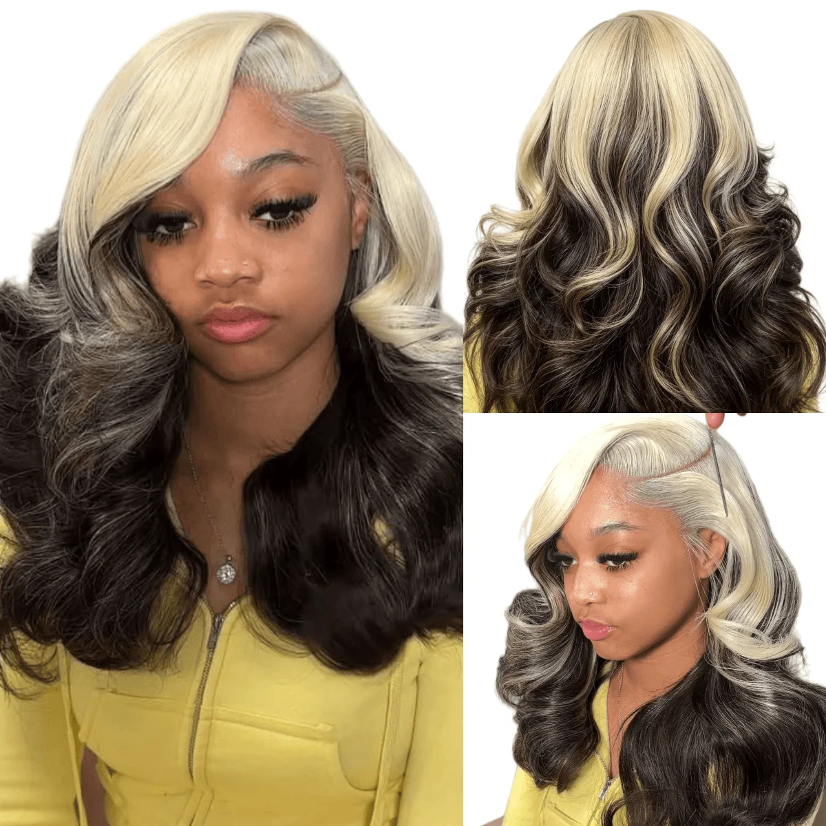 613 Blonde Body Wave Lace Front Wig - HD 13*6 Blonde Ombre Black Lace
