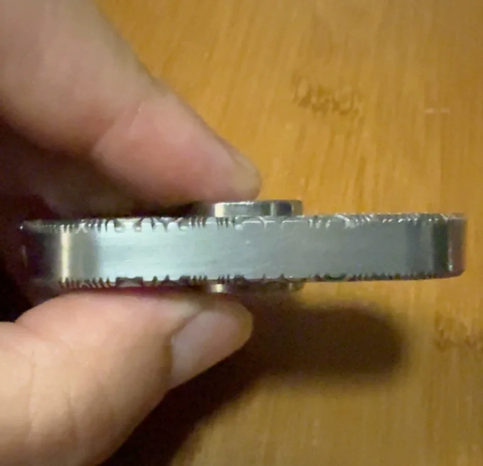 Used EDC Lei Ge Main stainless steel carving damascus Titanium alloy button fidget slider decompression toy