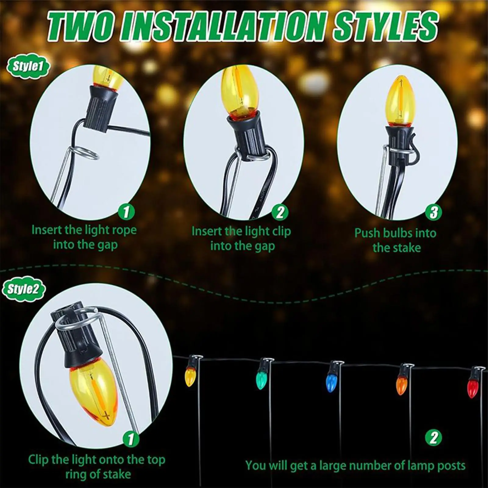 Christmas Light Stakes 12-Inch Lawn Ground Outdoor Decorations Christmas Pathway Outdoor Lights Stakes For Pathway Patio Walkway