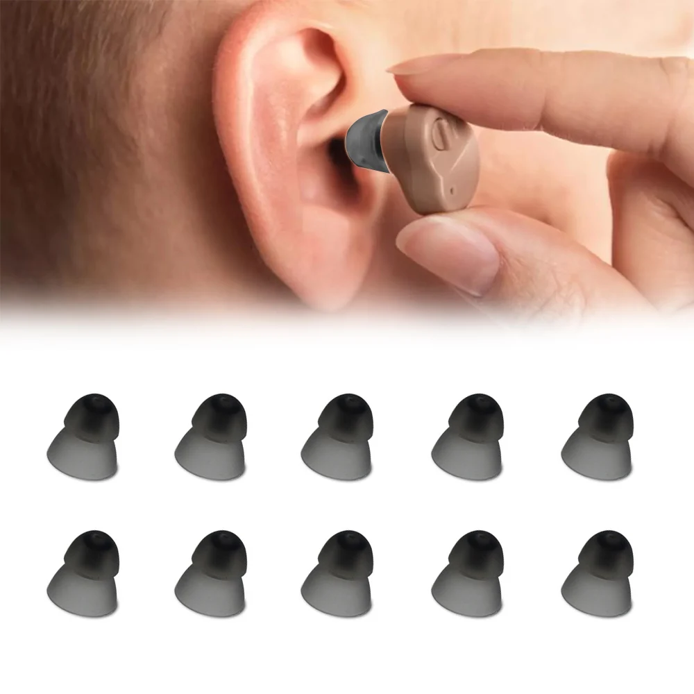 10 pezzi cupole per apparecchi acustici chiusi tappi per le orecchie in silicone doppio strato antistatiche auricolari di ricambio accessorio per apparecchi acustici 8/10/12mm