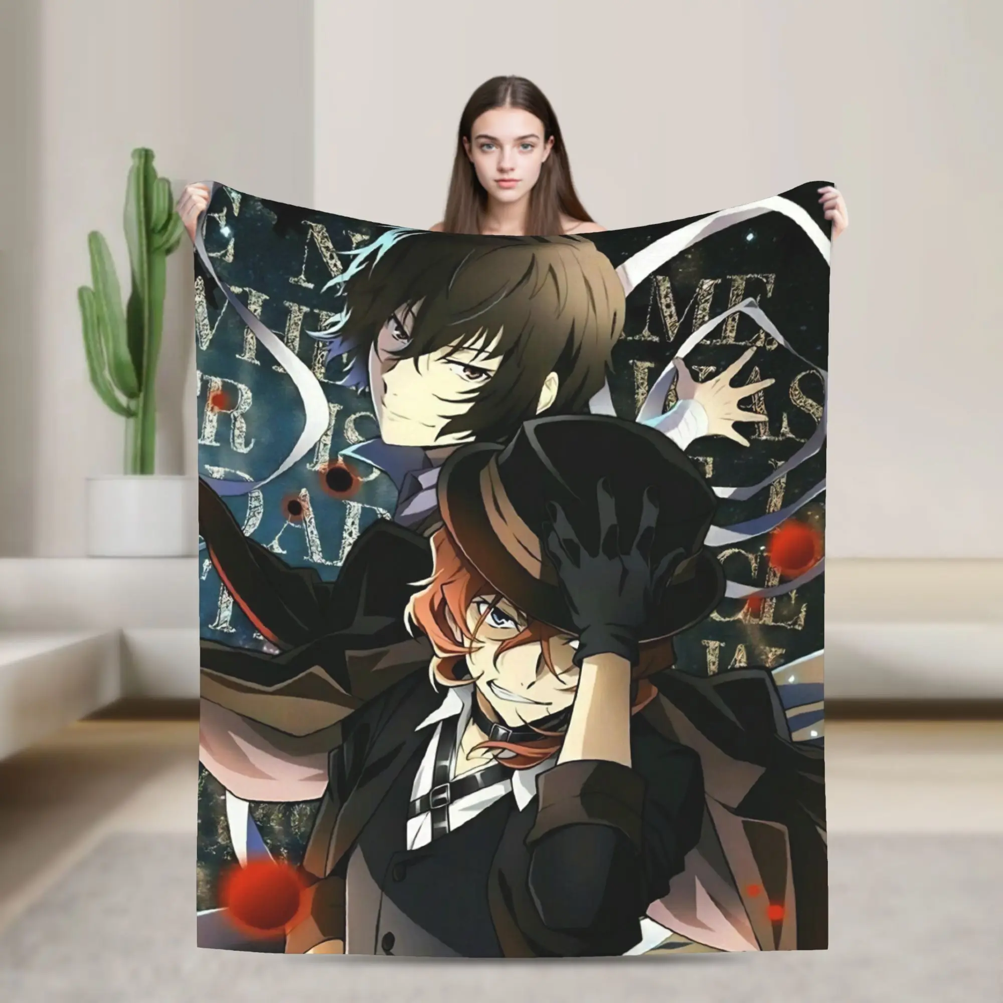 Dazai Bungo Stray Dogs Blankets Flannel Printed  Multi-function Lightweight Throw Blanket for Bedding Travel Rug Piece