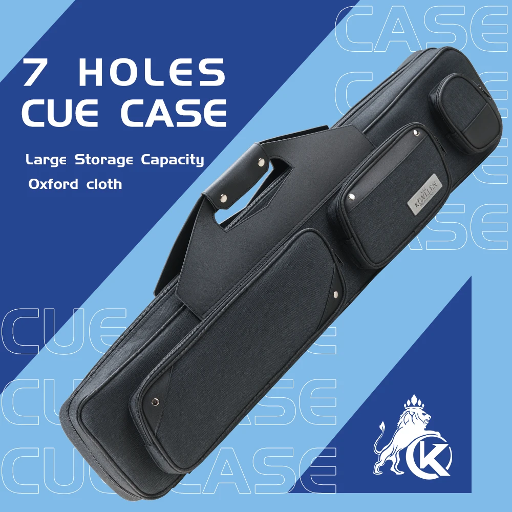 

KONLLEN Pool Cue Case 7 holes oxford cloth Pool Stick Case Holds 3 Butts and 4 Shafts black blue waterproof Billiard cue case