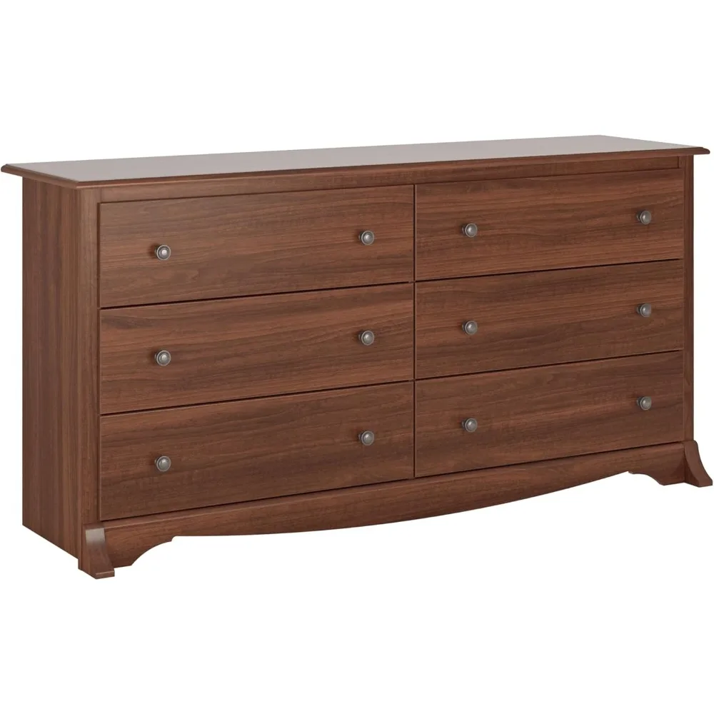 

Sonoma Bedroom Furniture: Cherry Double Dresser for Bedroom, 6-Drawer Wide Chest of Drawers, Traditional Bedroom Dresser