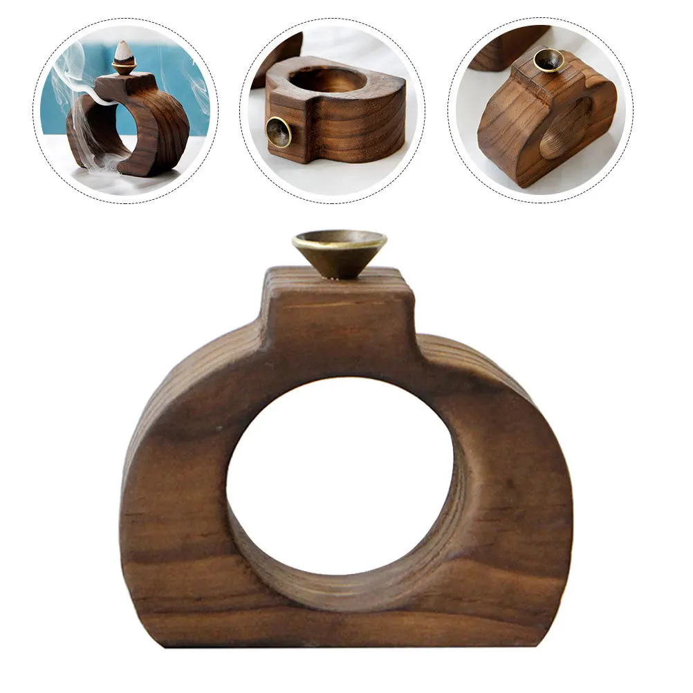 Backflow Incense Burner Wooden Aroma Stove Adornment Indoor Use Relaxing Atmosphere Stress Relief Home Office Meditation Yoga