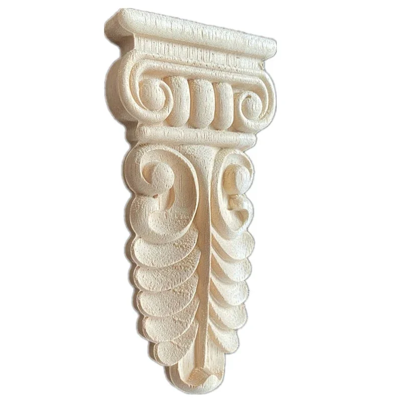 16cm Wood Carved Applique Unpainted Rose Flower Home Decor European Style Fireplace Door God Stage Stigma Pillar Decoration