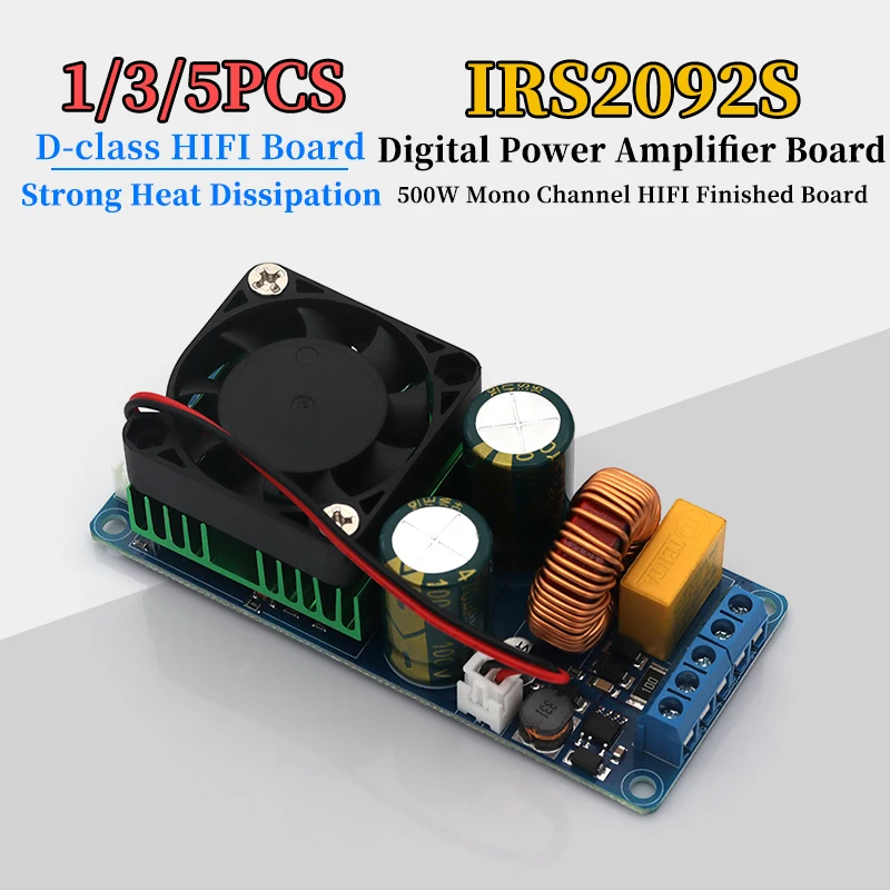 1-5PCS HIFI High-Power IRS2092S 500W Mono Channel Digital Power Amplifier Board Class D Stage Finished Board