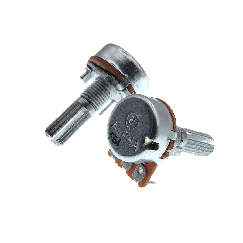 WH148 Type 3pins Internal Bending Foot Vertical(Front） Potentiometer 16 type Carbon Film B10k Handle Length 20mm Flower Shaft
