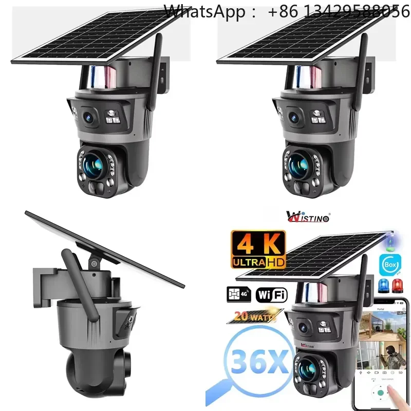 UBOX 36X Zooming 3MP+3MP Dual Lens Wireless Micro-power Recording PTZ CCTV Outdoors Solar Panel Night Vision Camera