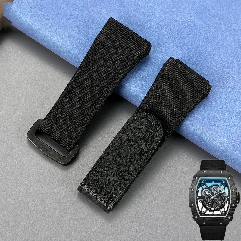 

Nylon watchband for richard mille RM011 RM3502 RM056 canvas watch bracelet wristwatches band 25mm mens watch strap