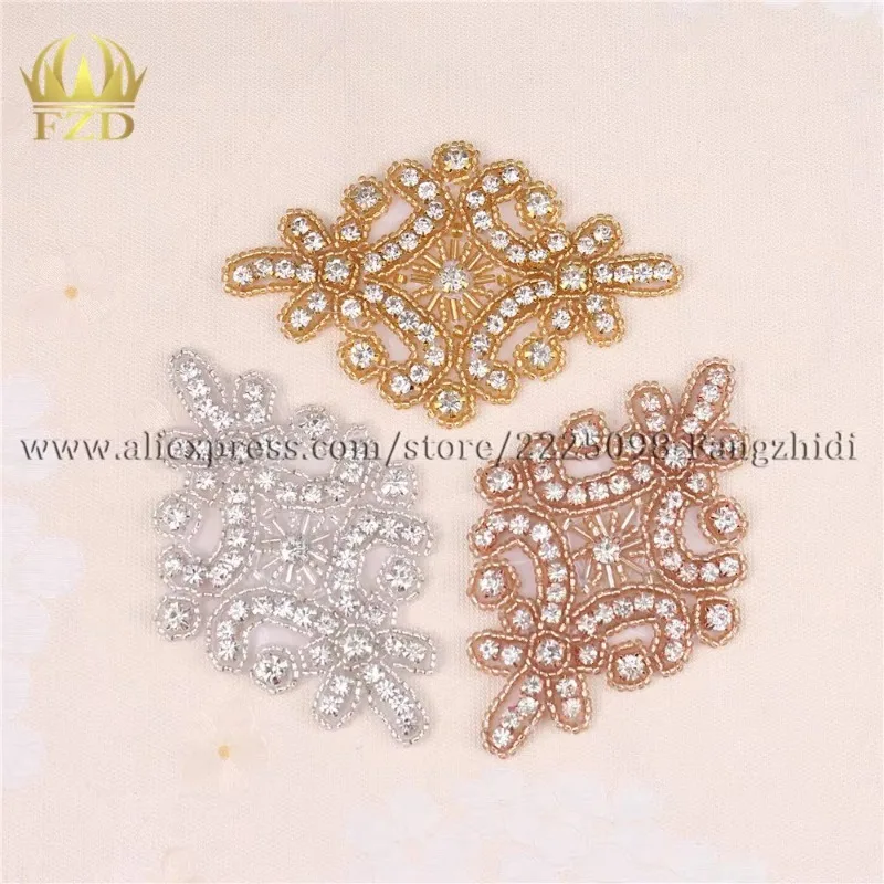 (30 pieces) Iron On Crystal Beaded Sewing Bridal Sash Garters Decorative Rose Gold Rhinestone Appliques for Wedding Dresses