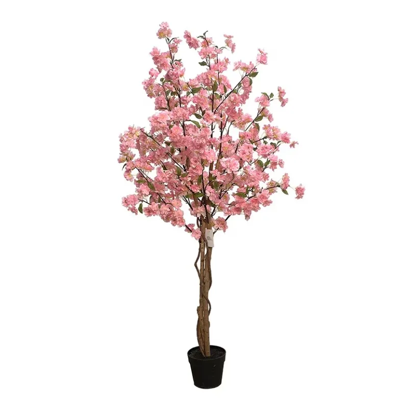 Hot-selling custom simulated plant home artificial cherry blossom tree pink white high imitation plastic wood