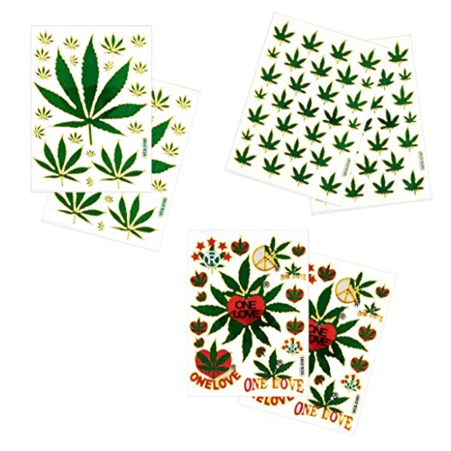 6 أوراق من ملصقات القصاصات المزخرفة بأوراق القنب الماريجوانا العاكسة للمشروعات اليدوية DIY مقاس 4 × 5.25 بوصة لكل ورقة - I #2