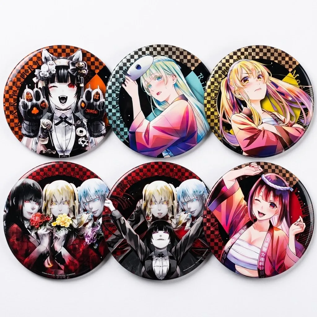 Anime Kakegurui Metal Badge Yumeko Mary Kirari Round Pin Itabag Pin Collectible  Christmas Fans Gift Set Keychain
