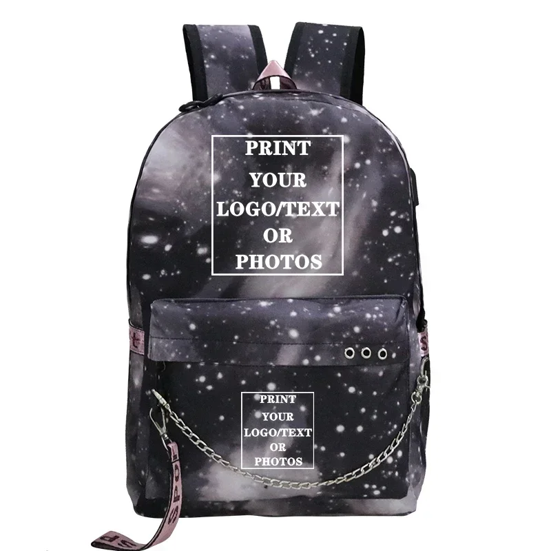 Customize Your Logo Name Image School Backpack for Teenager Girls Fashion Custom Backpacks Travel Back Pack Sac A Dos