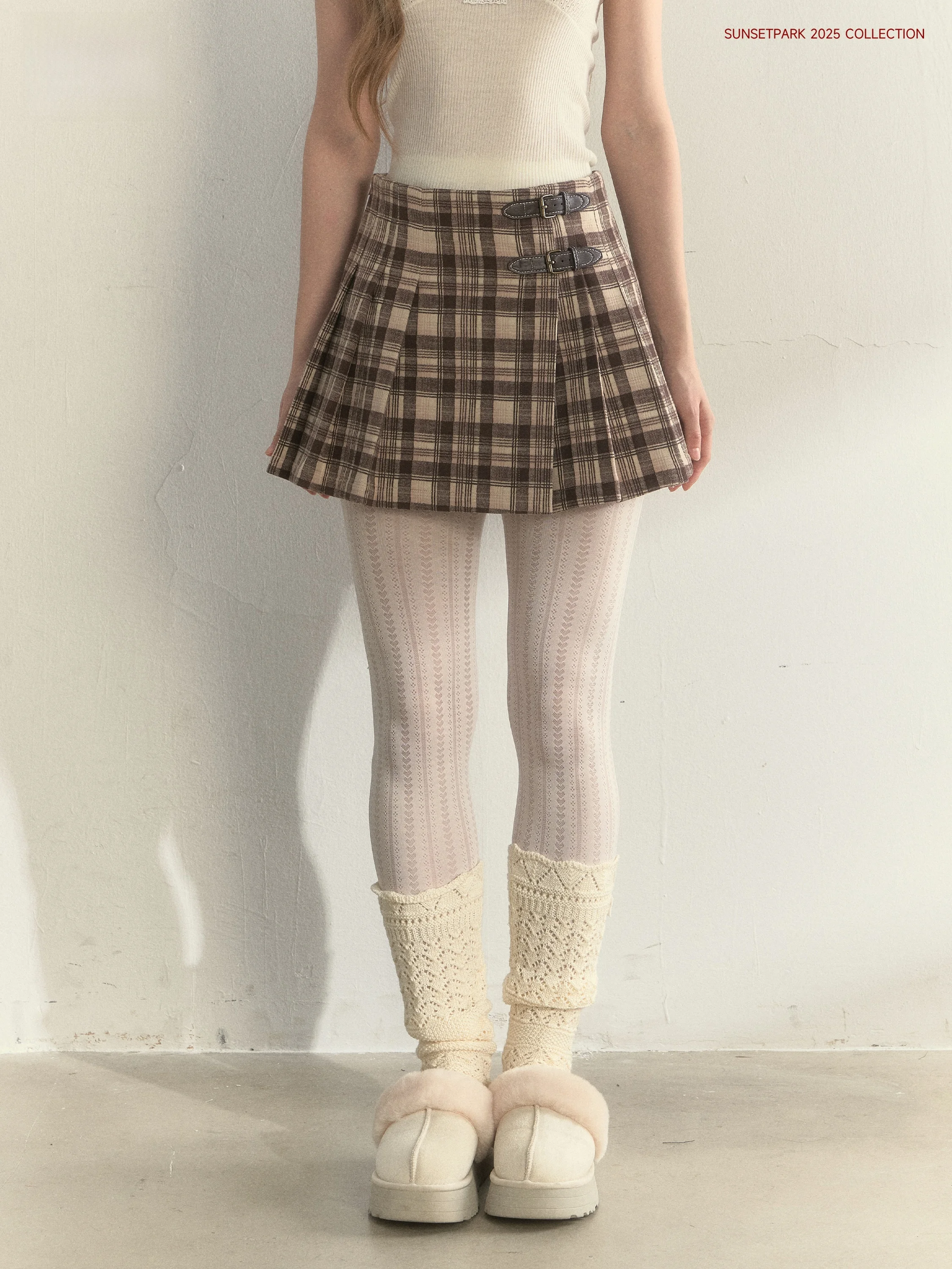 SunsetPark Retro One-Piece Plaid Brown Polka Dot Skirt Secret Yearring Vintage Style Women's  Skirt Polyester Fiber
