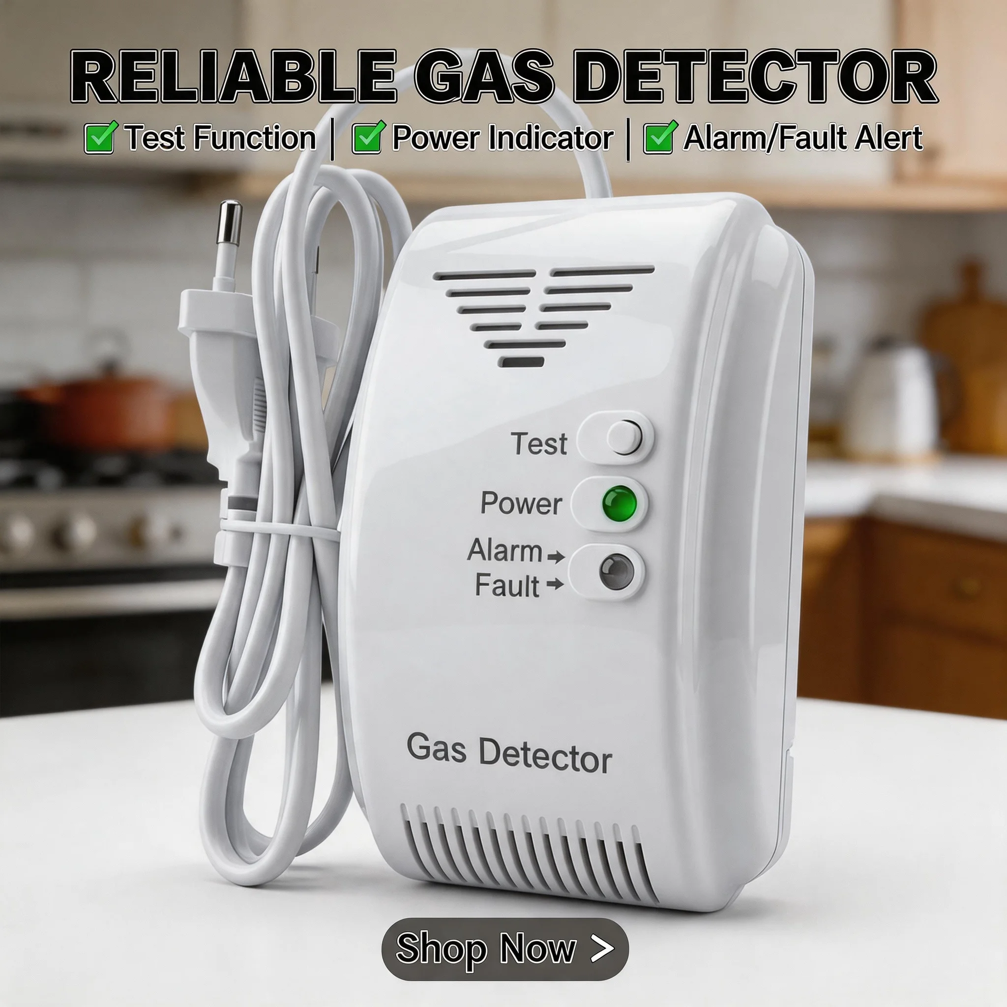 

12V Waterproof LPG Gas Alarm Sensor Propane Butane Leak Detector LED Flash Sound Warning For RV Camping Marine Safety