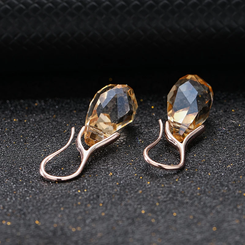 New Vintage Personality Long Dangle Earrings for Women Girls Fashion Rose Gold Color Water Drop Zircon Earrings Jewelry Gifts