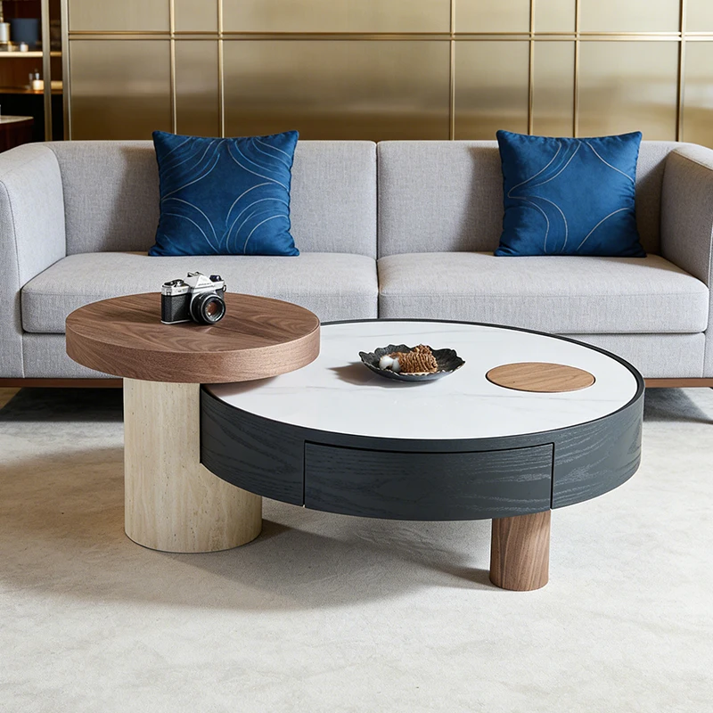 -aa Medium Density Fiberboard Wood Veneer Painted High Low Table Crystal Stone Creative Modern Designer Living Room Furniture