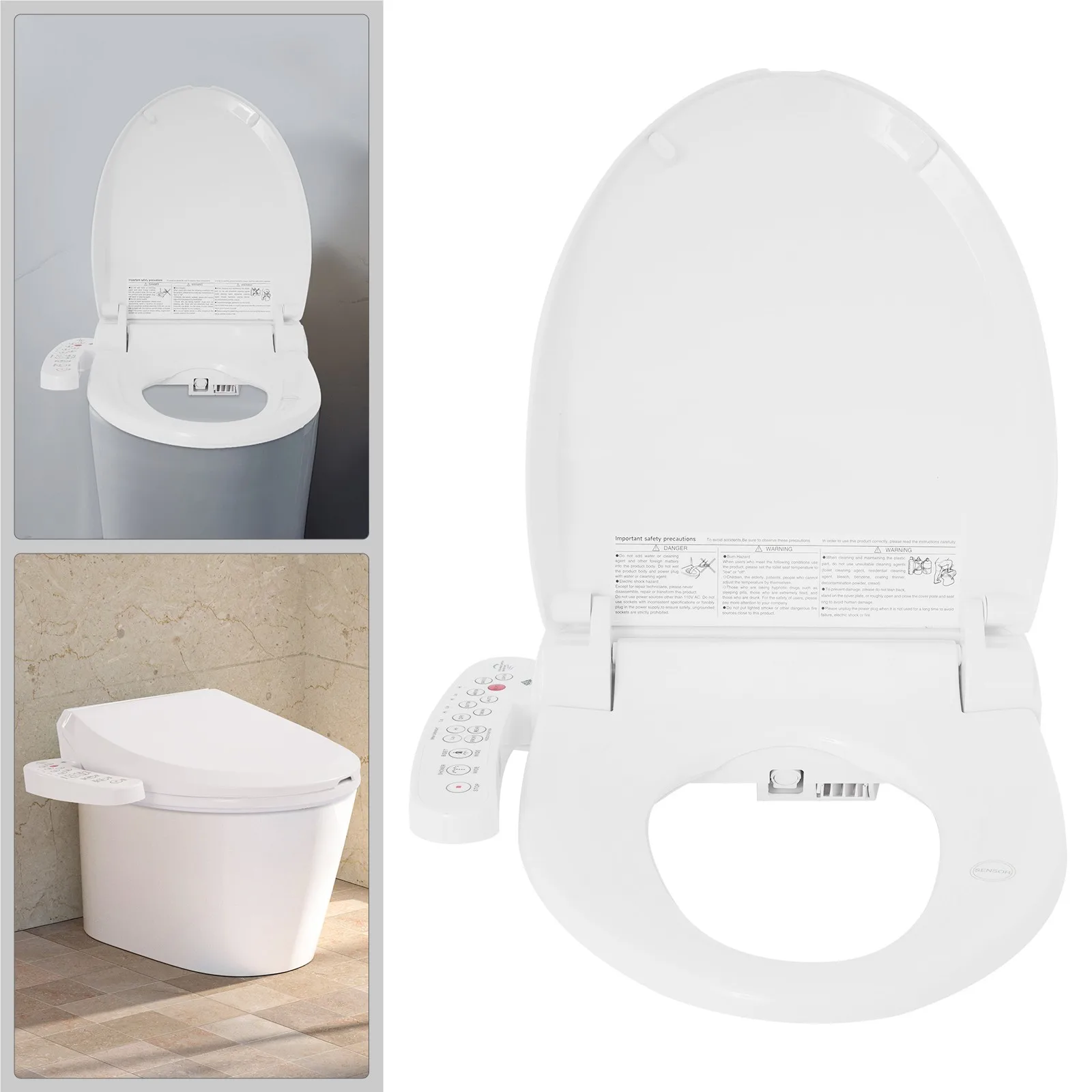 Smart Bidet Toilet Seat Cleaning 2 Nozzle & Air Dryer & Heated Seat Easy-Install