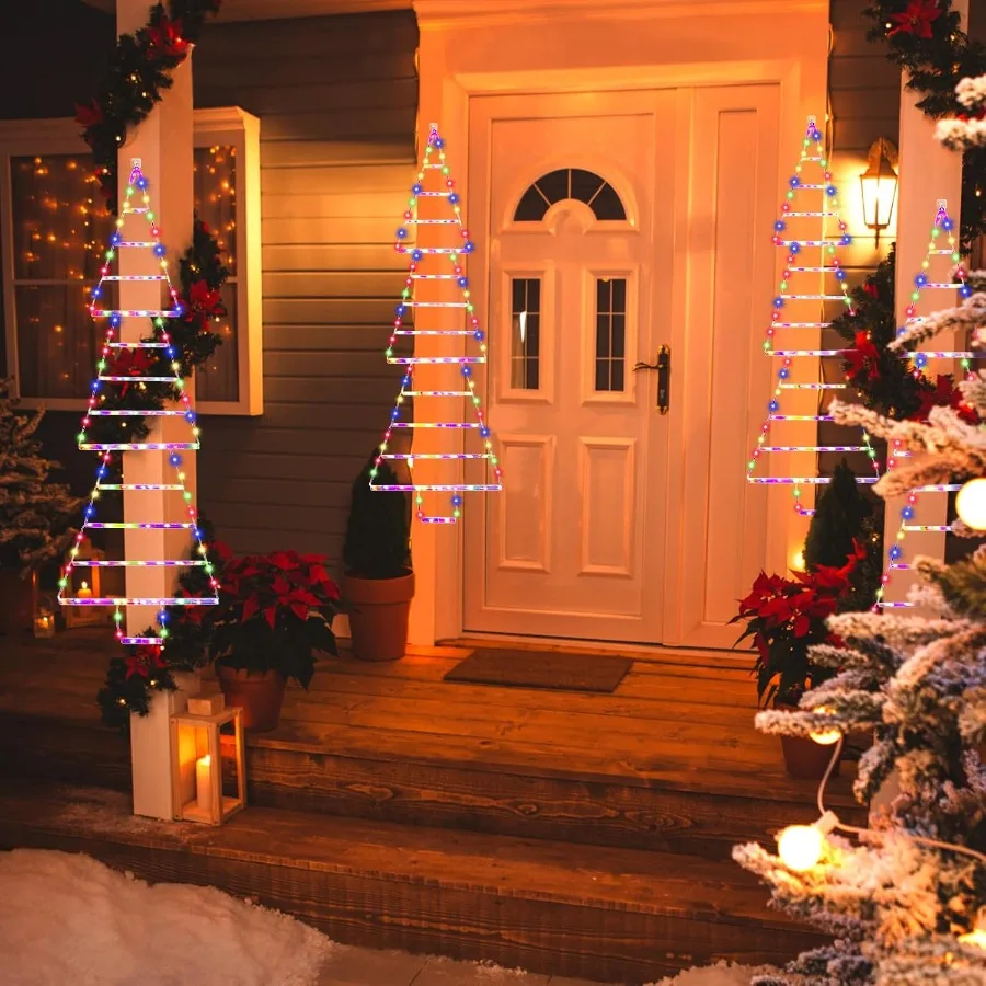 LED عيد الميلاد ضوء 4.3ft عيد الميلاد الزخرفية سلم شجرة Lights165 LED في الهواء الطلق زينة عيد الميلاد أضواء للمنزل جدار الفوز