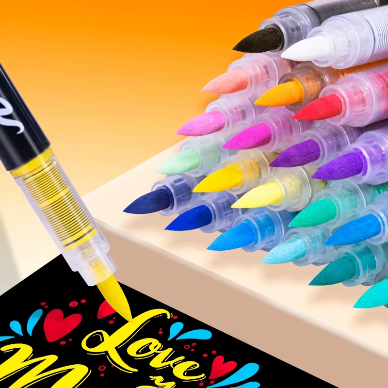 12-72 Colors Acrylic Marker Pens Soft Brush Nib Paint Markers School Art Supplies Graffiti Drawing Stationery Christmas Gift