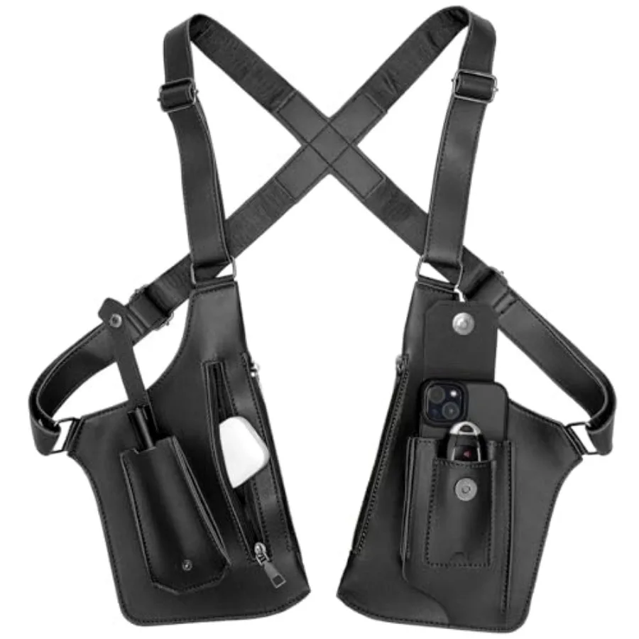 

Double Shoulder Armpit Bag for Men, Leather Shoulder Bag - Anti-Theft Underarm Wallet and Phone Pouch with Adjustable Strap, Hi