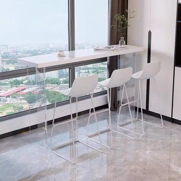 Suspended transparent rock slab Bar table Outdoor balcony partition Long strip by window Narrow table High foot pure white