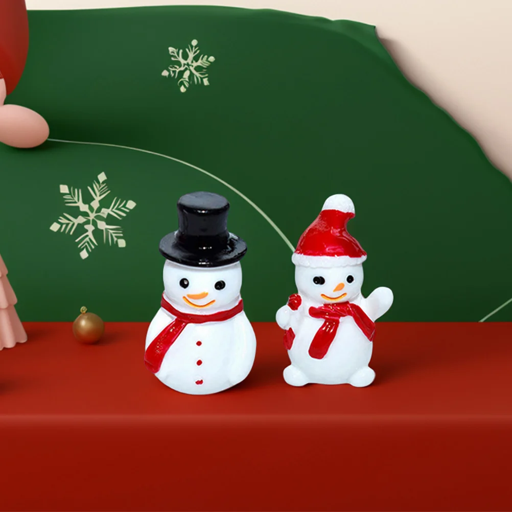 10 Pcs Mini Resin Ornament Diy Snow Globe Figurines Christmas Miniature Ornaments Decor Snowman