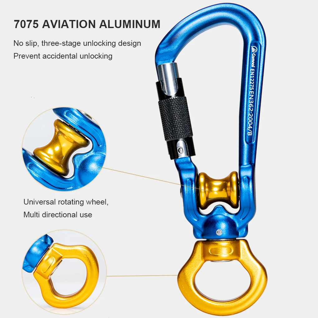 Portable Carabiner Wheel Lock D-shaped Quickdraw for Hiking Outdoor