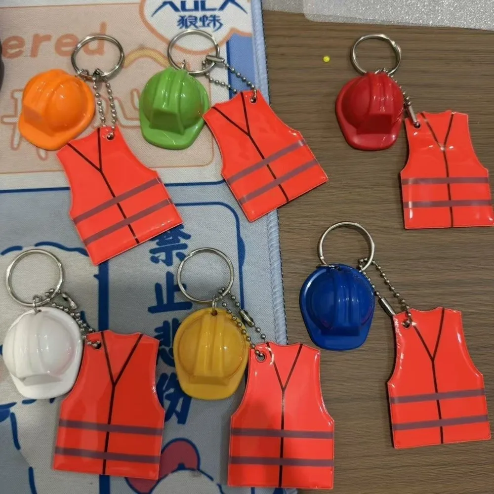 Reflective Design Reflective Keychain Creative Vest Shape Safety Helmet Shape Helmet Shaped Keychain Night Travel Decor