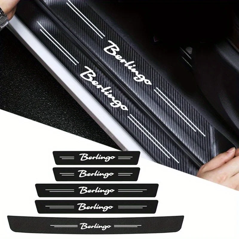 Carbon Fiber Car Door Threshold Sticker Auto Trunk Protective Strip Film For Citroen Berlingo Anti Stepping Threshold Guard