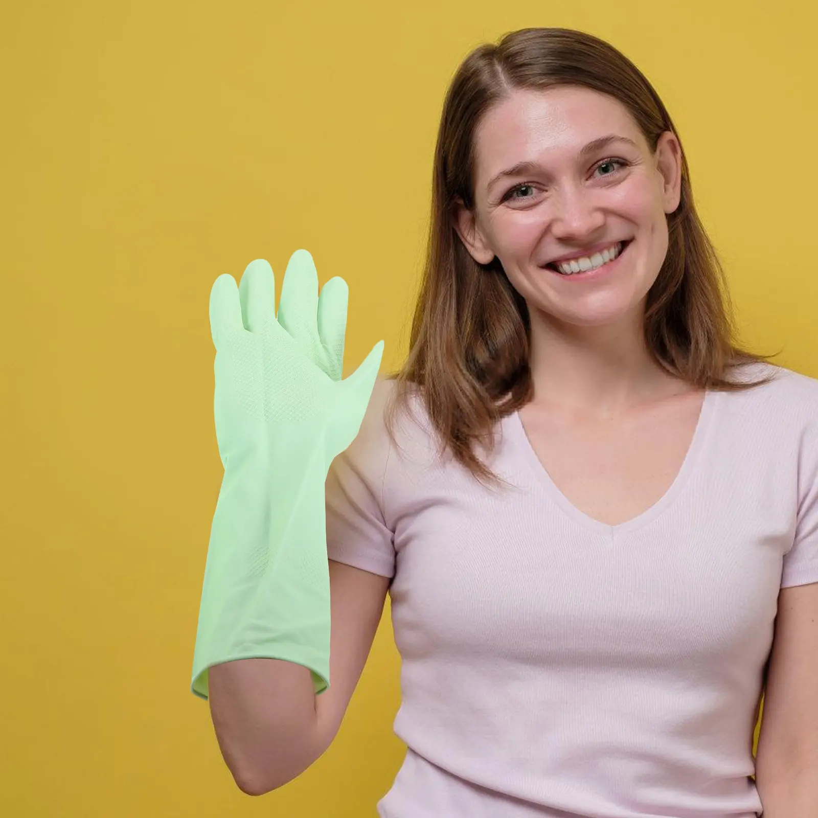 

3Pairs High-Grip Latex Dishwashing Gloves Ergonomic Design Reusable Cleaning Gloves for Kitchen Dishwashing Household Chores